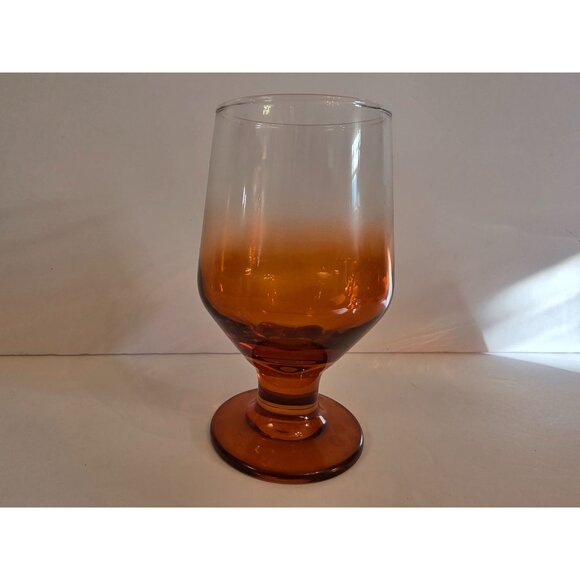 Set Of 4 Vintage Libbey Amber Ombre Water Goblets - Picture 4 of 4